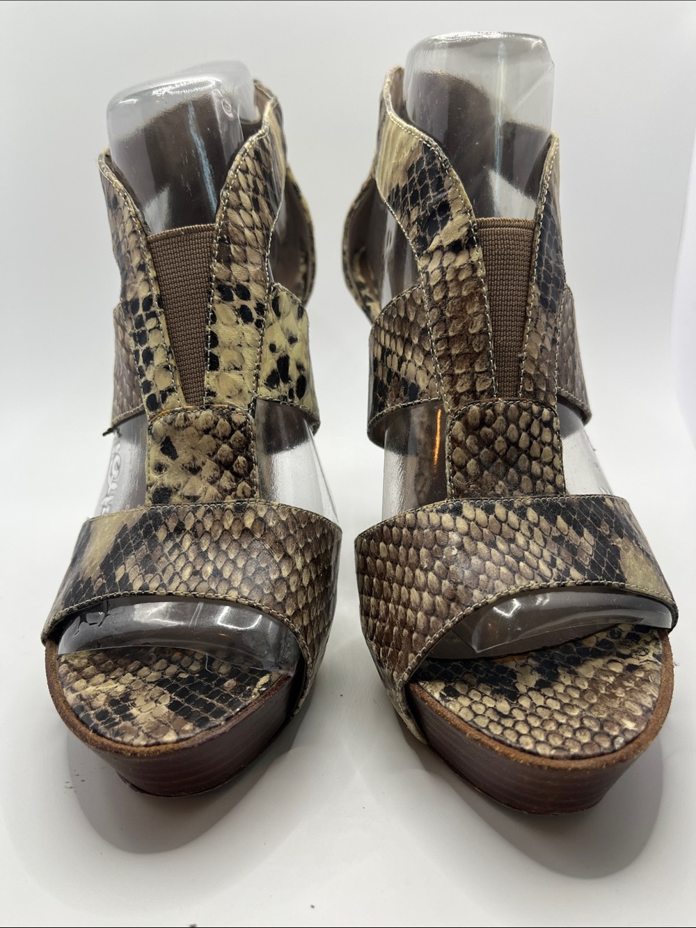 Jessica Simpson Brown Snake-Print Platform Sandals
